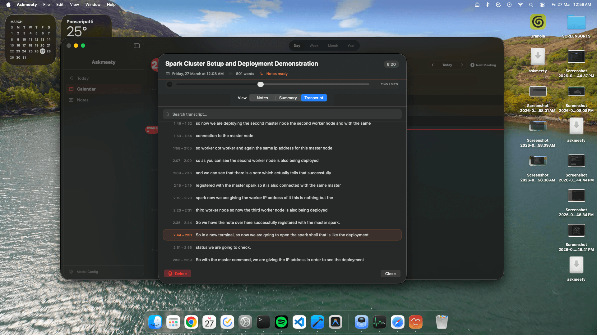Askmeety semantic search results in transcript view